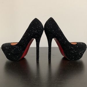 Black suede/rhinestone platform, stilettos